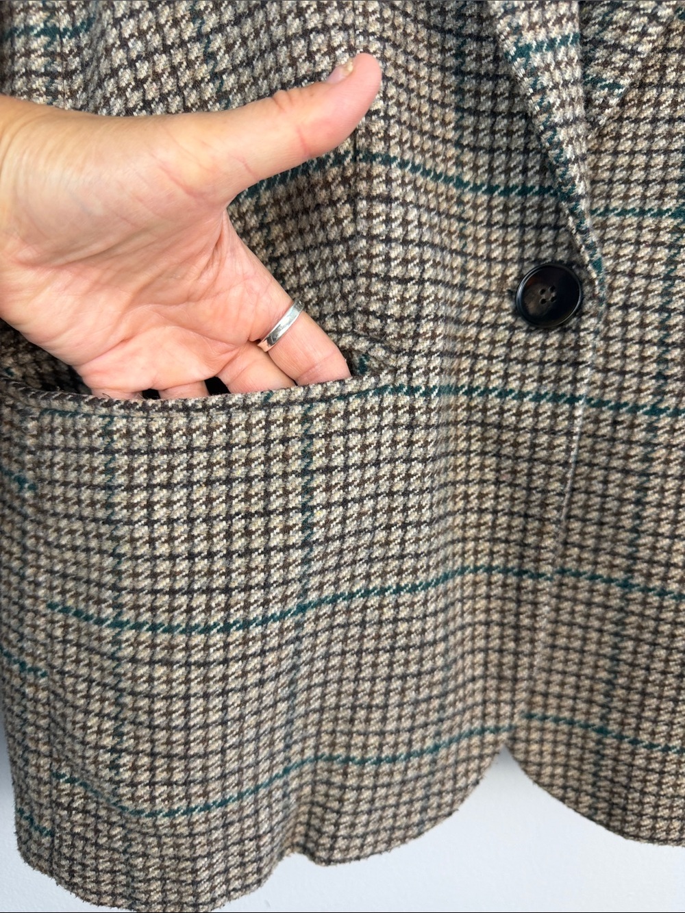 ASTR The Label Harlow Blazer Brown Green Plaid Oversized XS Wool Blend Coat - Picture 8 of 16